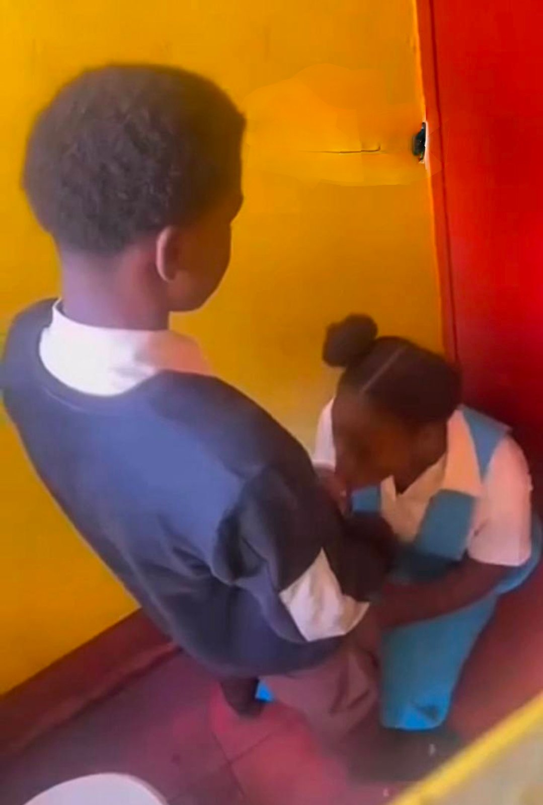 School boy gets his dick sucked by girl